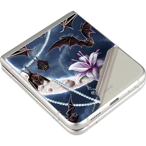 Gothic Moon with Bats and Flowers by Sarah Richter Galaxy Z Flip4 5G Skin